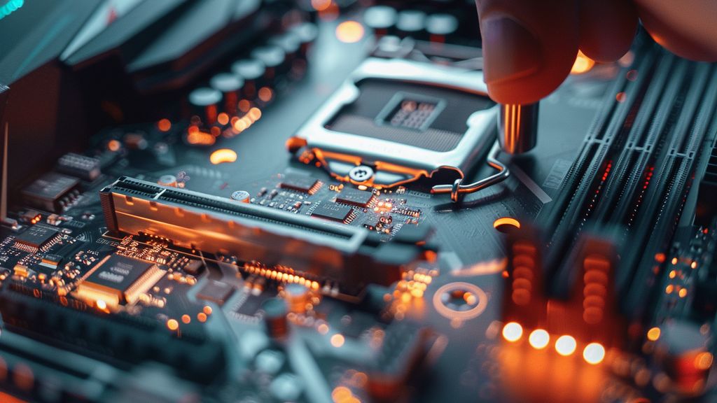 AMD Ryzen processor being carefully installed in a motherboard